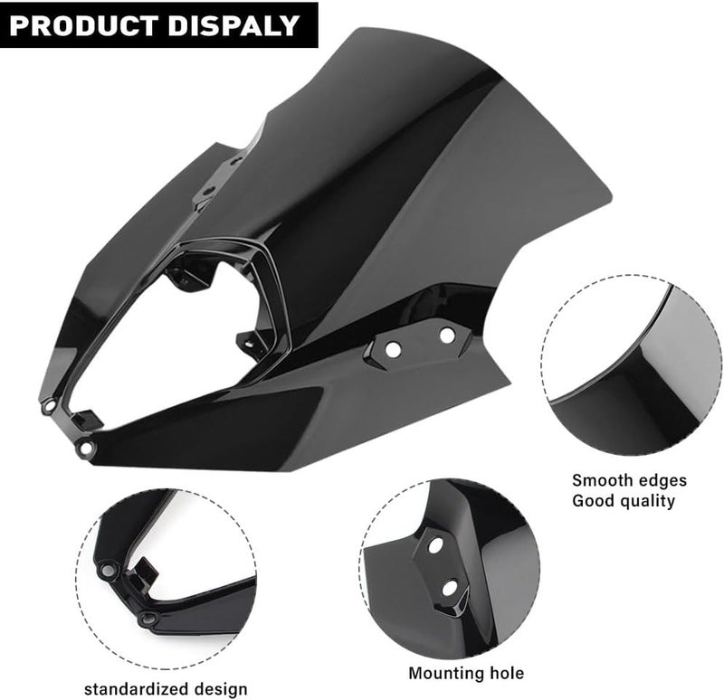 Three T Lirun Windscreen Protector Wind Deflector Windshield Plastic Fairing Black for Kawasaki ER6F Ninja 650 EX-6 2020 2021 2022 2023 - Image 2